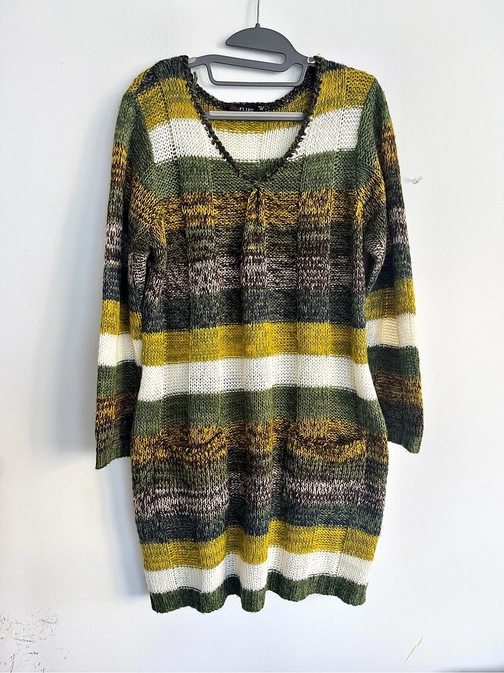 UltraFlirt Striped Knit Sweater in Green & Yellow